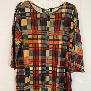 URBANOLOGY Pure Essence Plaid 3/4 Sleeve Dress NWOT Women's Size Large